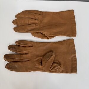 Vintage Van Raalte Gloves Womens Medium Brown Leather Driving Winter Warm Dress